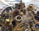 a selection of small wooden items laid on a table