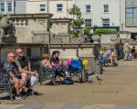People sitting in the Italian Gardens, Westn-super-Mare
